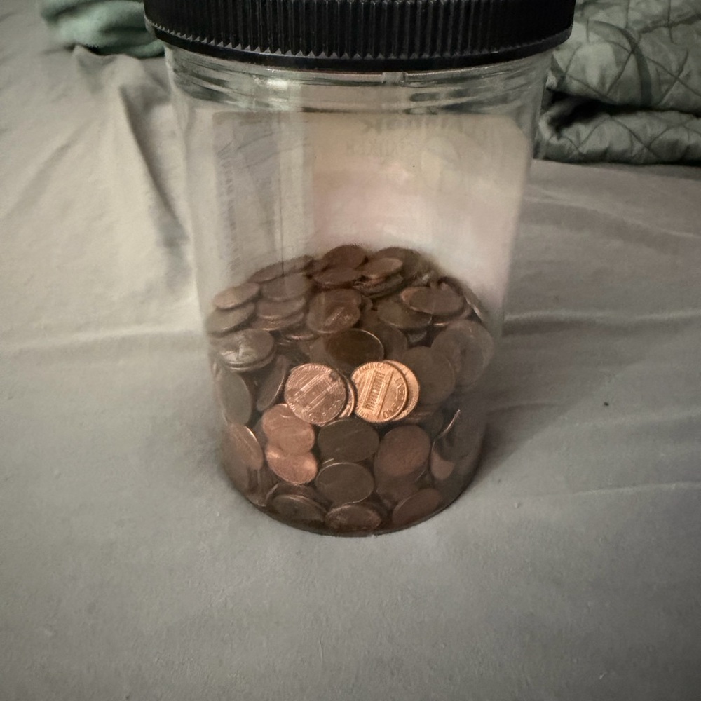 Clear jar with Pennie’s